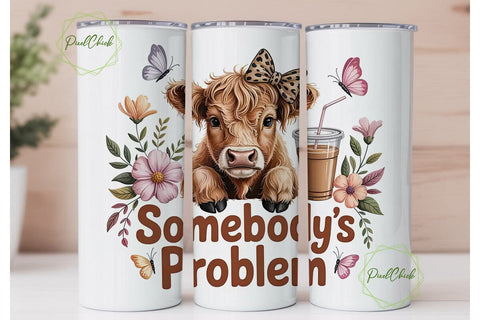Highland Cow Iced Coffee 20oz Tumbler Sublimation PixelChick 