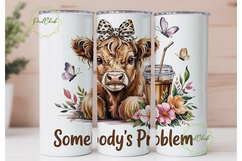 Highland Cow Iced Coffee 20oz Tumbler Sublimation PixelChick 