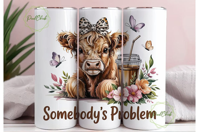 Highland Cow Iced Coffee 20oz Tumbler Sublimation PixelChick 