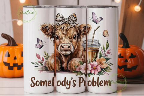 Highland Cow Iced Coffee 20oz Tumbler Sublimation PixelChick 