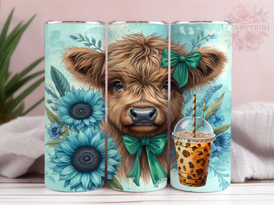 Highland Cow Iced Coffee 20oz Tumbler Wrap PNG, Highland Cow Tumbler Png, Straight & Tapered Tumbler Wrap, Instant Digital Download Sublimation Li Zamperini 