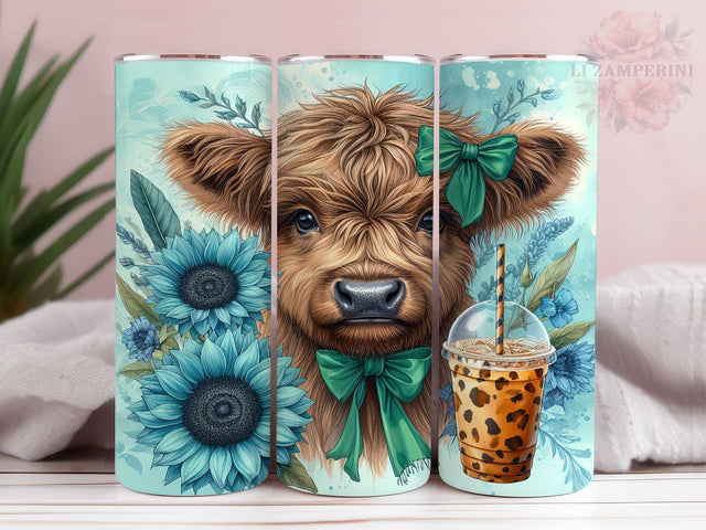 Highland Cow Iced Coffee 20oz Tumbler Wrap PNG, Highland Cow Tumbler Png, Straight & Tapered Tumbler Wrap, Instant Digital Download Sublimation Li Zamperini 