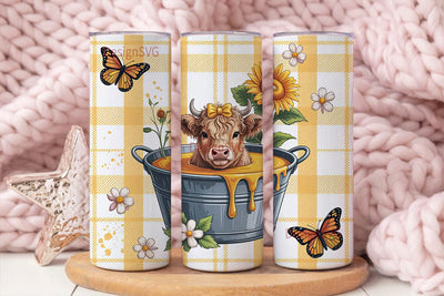 Highland Cow in Tub 20oz Tumbler Wrap Sublimation DesignSVG 