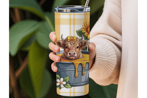 Highland Cow in Tub 20oz Tumbler Wrap Sublimation DesignSVG 
