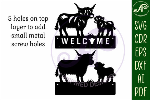 Highland Cow Key holder designs for wood and metal SVG APInspireddesigns 