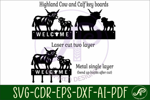 Highland Cow Key holder designs for wood and metal SVG APInspireddesigns 