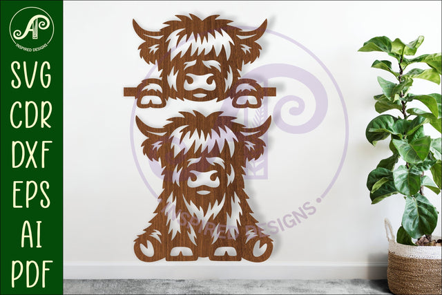 Highland cow laser cut outs SVG file SVG APInspireddesigns 
