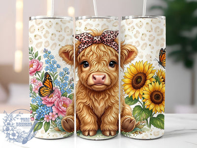 Highland Cow Leopard Bow 20oz Tumbler, Highland Cow Leopard, Cow Leopard Bow, Highland Cow Tumbler, 20oz Tumbler, Leopard Bow, Cow Tumbler, Tumbler Wrap Sublimation ToriDesigns 