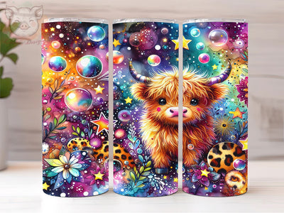 Highland Cow Leopard Glitter 20oz Tumbler Png, Straight & Tapered Tumbler Png, Highland Cow Tumbler Png, Digital Download PNG Sublimation Lara' s Designs 