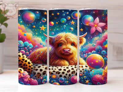 Highland Cow Leopard Glitter 20oz Tumbler Png, Straight & Tapered Tumbler Png, Highland Cow Tumbler Png, Digital Download PNG Sublimation Lara' s Designs 