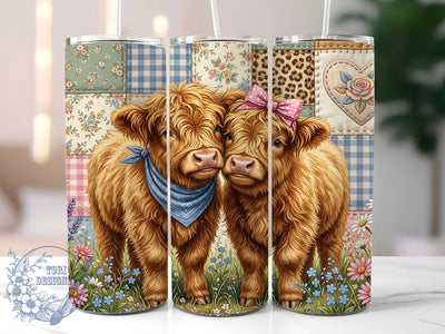 Highland Cow Love 20oz Tumbler, Rustic Romance, Fluffy Cattle, Heartwarming Art, Country Charm, Warm Tones, Gentle Wildlife, Sublimation Wrap Sublimation ToriDesigns 