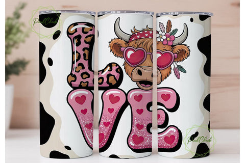 Highland Cow Love 20oz Tumbler Wrap Sublimation PixelChick 