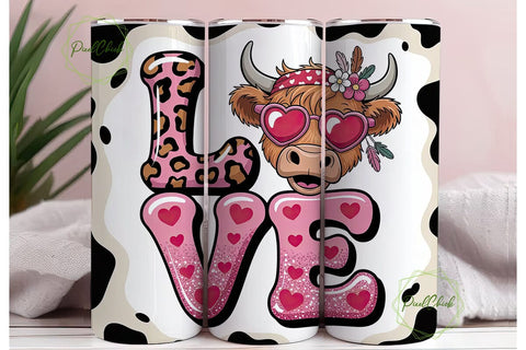 Highland Cow Love 20oz Tumbler Wrap Sublimation PixelChick 