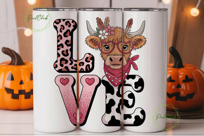 Highland Cow Love 20oz Tumbler Wrap Sublimation PixelChick 