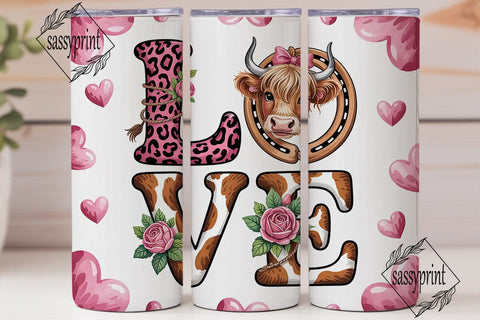 Highland Cow Love 20oz Tumbler Wrap Sublimation sassyprint 