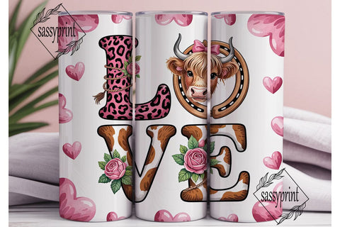 Highland Cow Love 20oz Tumbler Wrap Sublimation sassyprint 