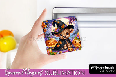 Highland Cow Magnet Sublimation - Cute Halloween Magnet Sublimation OrangeBrushStudio 