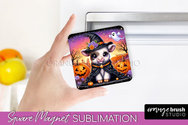 Highland Cow Magnet Sublimation - Cute Halloween Magnet Sublimation OrangeBrushStudio 