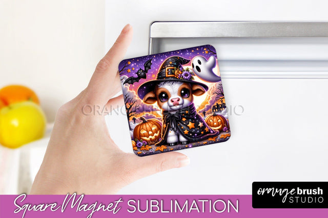 Highland Cow Magnet Sublimation - Cute Halloween Magnet Sublimation OrangeBrushStudio 