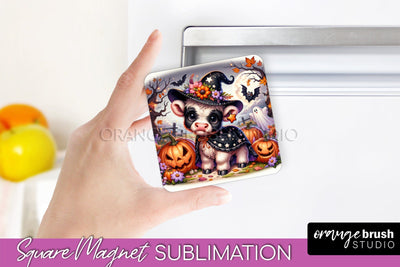 Highland Cow Magnet Sublimation - Cute Halloween Magnet Sublimation OrangeBrushStudio 