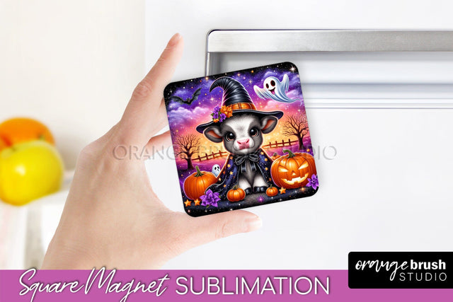 Highland Cow Magnet Sublimation - Cute Halloween Magnet Sublimation OrangeBrushStudio 