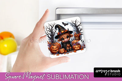 Highland Cow Magnet Sublimation - Cute Halloween Magnet Sublimation OrangeBrushStudio 