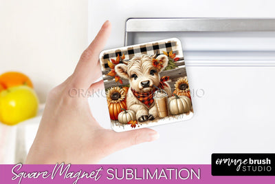 Highland Cow Magnet Sublimation - Fall Magnet Design Sublimation OrangeBrushStudio 