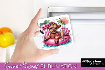 Highland Cow Magnet Sublimation - Summer Beach Quote Magnet Sublimation OrangeBrushStudio 