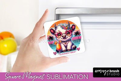 Highland Cow Magnet Sublimation - Summer Beach Quote Magnet Sublimation OrangeBrushStudio 
