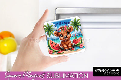 Highland Cow Magnet Sublimation - Summer Beach Quote Magnet Sublimation OrangeBrushStudio 