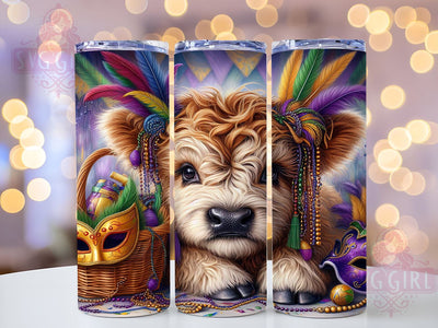 Highland Cow Mardi Gras 20oz Tumbler Wrap Sublimation Design, Straight Tapered Tumbler Wrap, Louisiana Tumbler Png, Instant Digital Download Sublimation SvggirlplusArt 