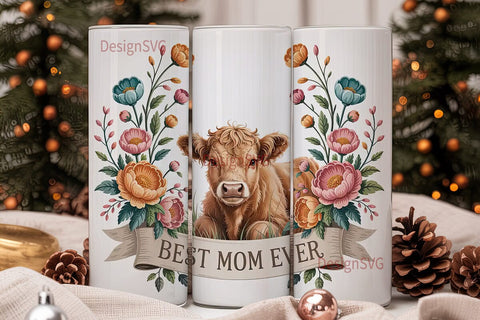 Highland Cow Mom 20oz Tumbler Wrap Sublimation DesignSVG 