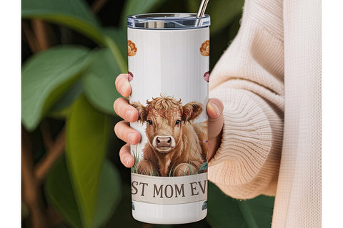 Highland Cow Mom 20oz Tumbler Wrap Sublimation DesignSVG 