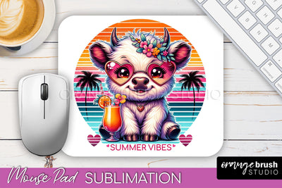 Highland Cow Mouse Pad PNG - Beach Sublimation Mousepad Sublimation OrangeBrushStudio 