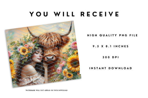 Highland Cow Mouse Pad - Sunflower Mousepad Sublimation PNG Sublimation BijouBay 