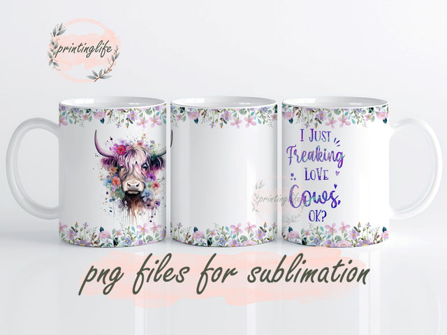 Highland cow mug, Pretty Cow cup, Cow mug, Highland cow mug, Cow gift, cow mug png Sublimation PrintingLife 