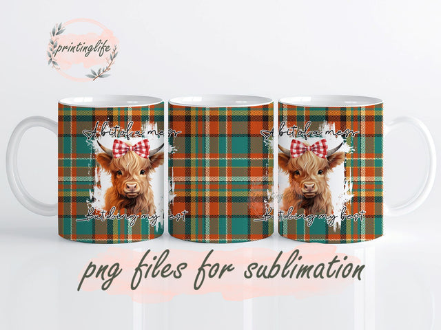 Highland Cow Mug Wrap Design, Instant Digital Design Download Mug Wrap Design, Mug Design PNG Sublimation PrintingLife 