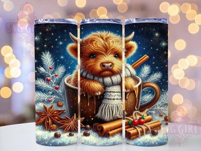 Highland Cow, Mulle Wine, Christmas Tumbler, PNG Wrap, Sublimation Design, Holiday Drinkware, Cow Lover Gifts, Festive Decor Sublimation SvggirlplusArt 