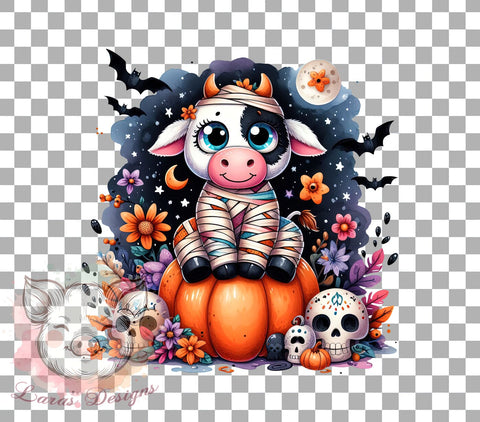 Highland Cow, Mummy Cow, Halloween Cow, Cute Cow PNG, Farm Animal Art, Fall Sublimation, Funny Cow Design, Digital Download Sublimation Lara' s Designs 