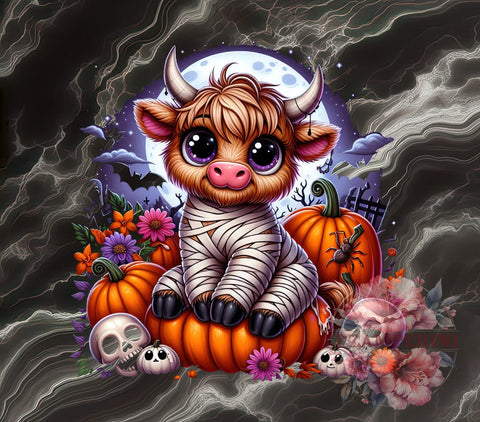 Highland Cow, Mummy Cow, Halloween Decor, Cute Cow Art, Digital Download, Farm Animal, Spooky Cow, Funny Cow Design Sublimation Li Zamperini 