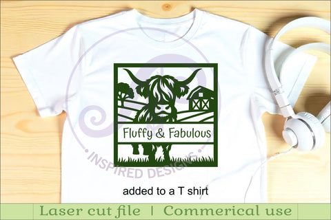 Highland cow name sign design for laser cutting or cards SVG APInspireddesigns 