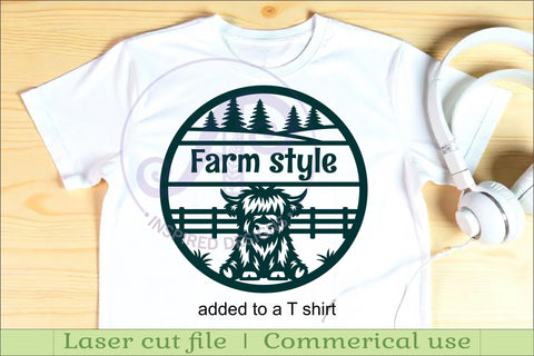 Highland cow name sign design for laser cutting SVG APInspireddesigns 