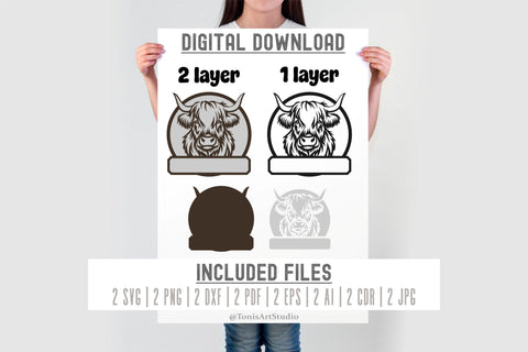 Highland Cow Name Sign SVG | Laser Cut File SVG TonisArtStudio 