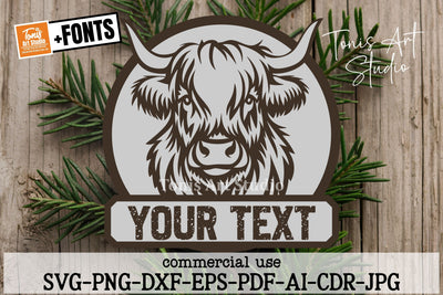Highland Cow Name Sign SVG | Laser Cut File SVG TonisArtStudio 