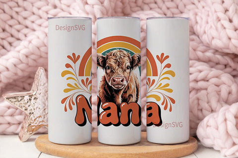 Highland Cow Nana 20oz Tumbler Wrap Sublimation DesignSVG 