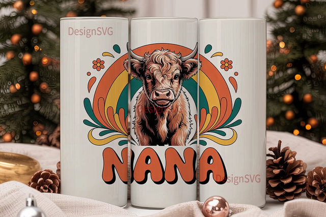 Highland Cow Nana 20oz Tumbler Wrap Sublimation DesignSVG 