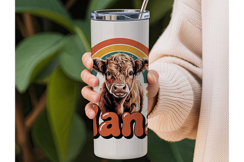 Highland Cow Nana 20oz Tumbler Wrap Sublimation DesignSVG 