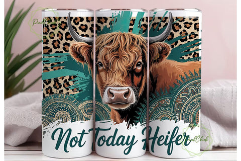 Highland Cow Not Today Heifer Tumbler Sublimation PixelChick 