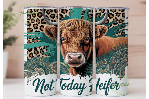Highland Cow Not Today Heifer Tumbler Sublimation PixelChick 