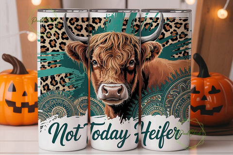 Highland Cow Not Today Heifer Tumbler Sublimation PixelChick 